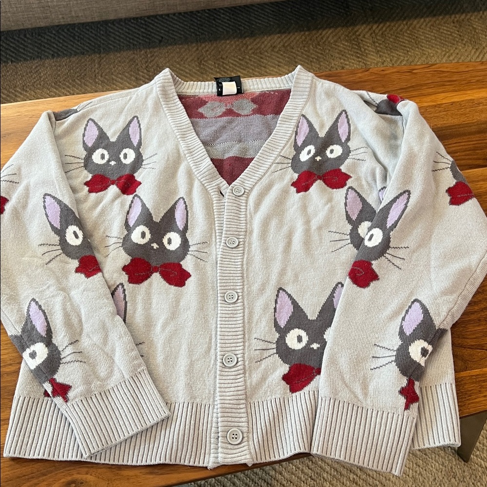 Her Universe Studio Ghibli Kiki's Delivery Service Jiji Bowtie Cardigan Sz M